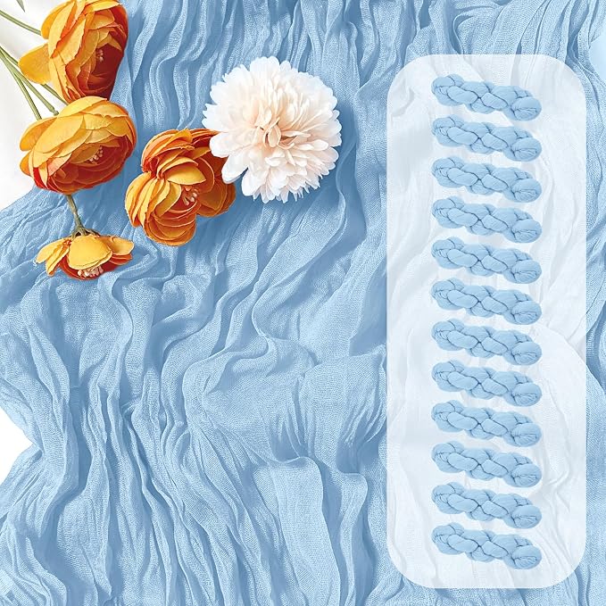 12 Pack Baby Blue Cheesecloth Table Runner 17 x 108 Inch Gauze Table Runner by Unknown