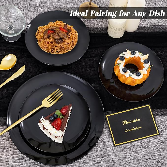PULOTE 200PCS Black Plastic Plates - Image 6