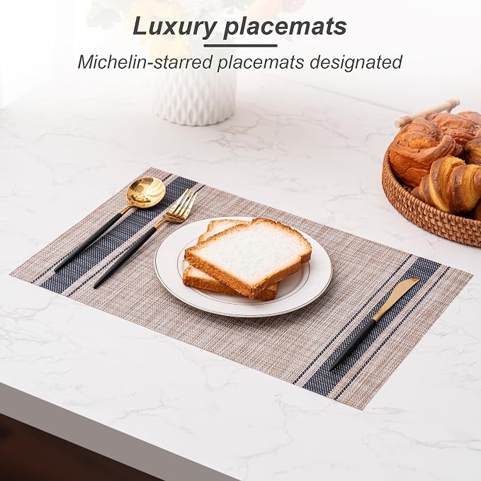 Placemats Set of 6 Washable Indoor | Outdoor Vinyl Place Mats - Image 5