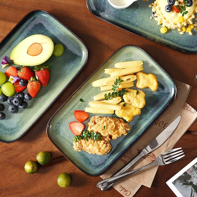 vancasso Stern Serving Platters Set of 4, 11 Inches Rectangular Ceramic Serving - Image 5