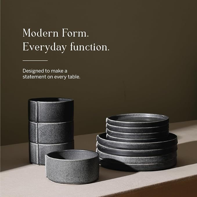 Stone Lain Bao Dinnerware, Charcoal | Charcoal Textured Finish - Image 4