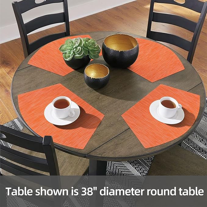 SHACOS Round Table Placemats Set of 4 Wedge Placemats Heat Resistant Woven - Image 5