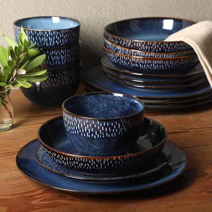 Gibson Elite Matisse 16-Piece Dinnerware Set – Double Bowl Reactive Glaze - Image 6