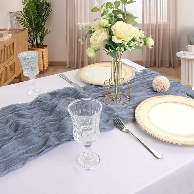 6 Pack 10Ft Dusty Blue Cheesecloth Table Runner 23 x 120 Inch | Gauze Rustic - Image 6