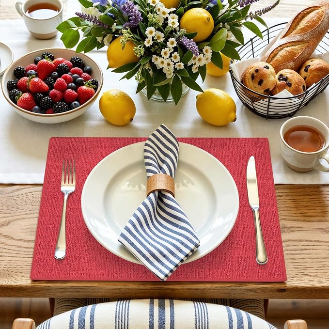 Faux Leather Heat Resistant Placemats 6 Packs, Waterproof Wipeable Dining PU - Image 8