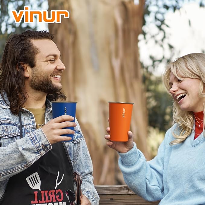 Stainless Steel Cups-16 oz Colorful Stackable Metal Drinking Glasses 8 Pcs | 16 - Image 7