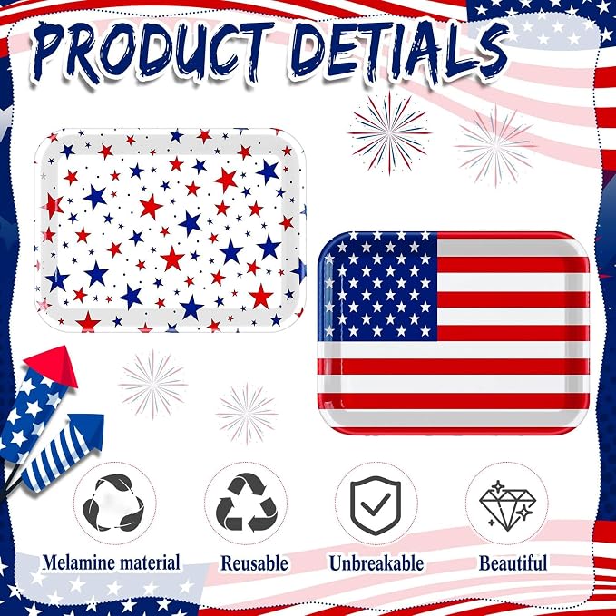 4 Pieces Patriotic Serving Trays - Image 3