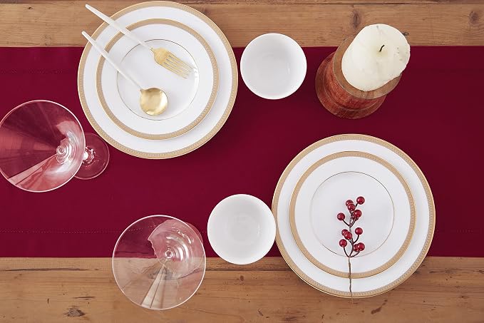 Solino Home Cotton Linen Table Runner Red, Hemstitch Collection 14 x 60 in | - Image 4