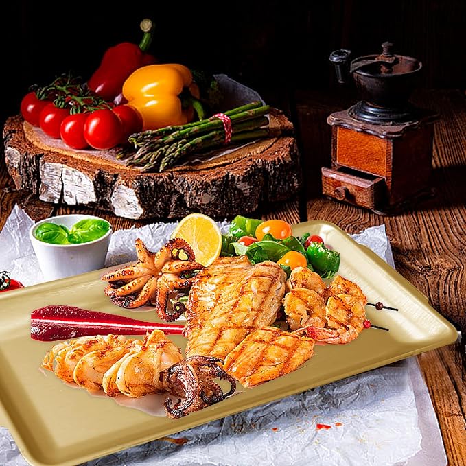 3Pcs 304 Stainless Steel Food Serving Tray, 12.6" Rectangular Serving Platters - Image 4