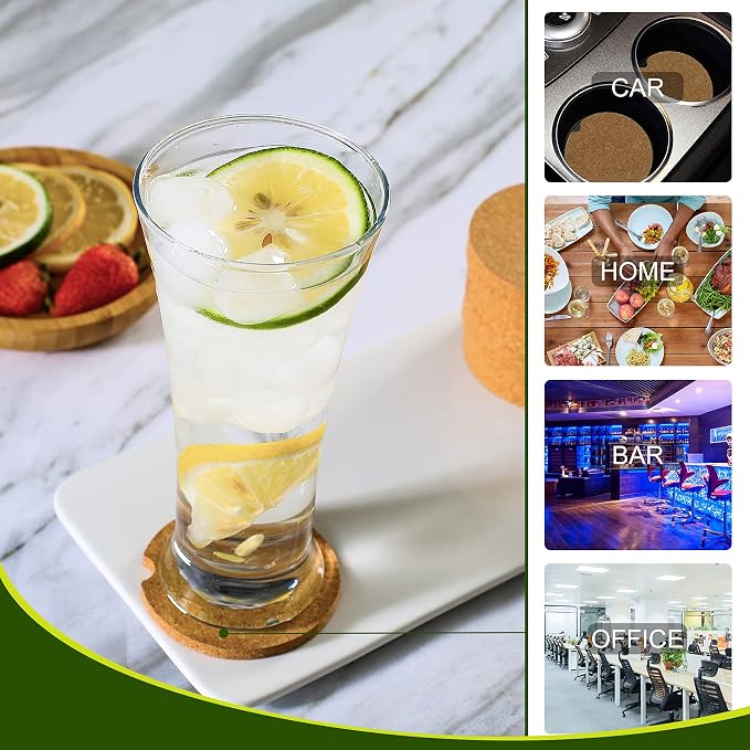 24 Pcs Car Coasters Cup Holder Insert Coaster, Absorbent Cork Bar Coaster - Image 6