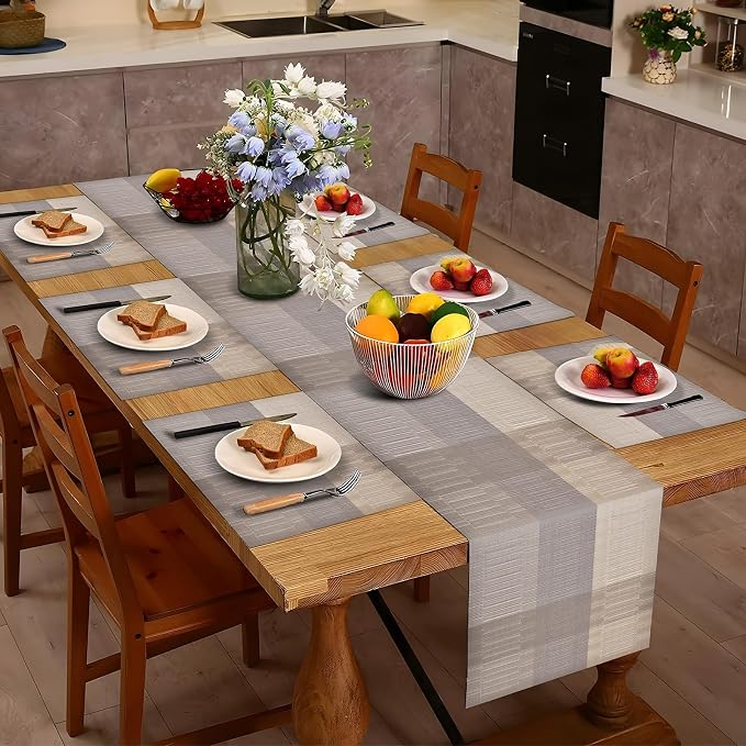 Aofmee Table Runner and Placemats Set of 6 Washable, Heat Resistant Place Mats - Image 2