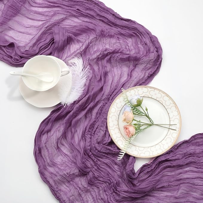 12 Pack Purple Cheesecloth Table Runner 35 x 120 Inch | Boho Gauze Cheese Cloth - Image 6
