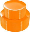 PULOTE 100PCS Orange Plastic Plates by PULOTEpartywareWesupplyproductsandyouenjoylife