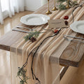 3Pcs Deep Beige Cheesecloth Table Runner 120 Inches by KEKETOARRANGE