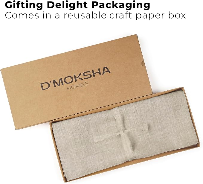 Classic Linen™ by D'Moksha Natural Table Runner 90 Inches Long, 100% Pure Linen - Image 4