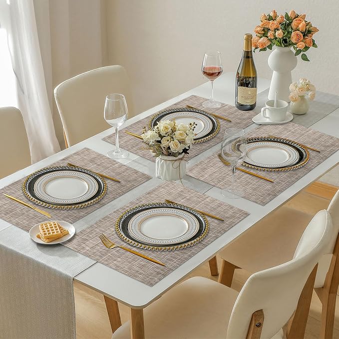 Vinyl Placemats Set of 8, PVC Woven Washable Non-Slip Table Mats, Heat - Image 7