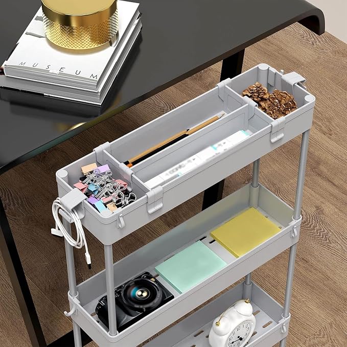 2-piece Set Slim Storage Cart 3 Tier, Bathroom Organizer Rolling Utility - Image 7
