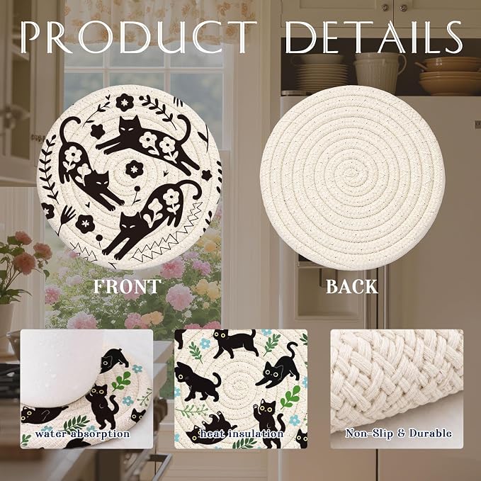 Cotton Woven Coaster Set of 9, 4.3In Fabric Coasters - Image 3