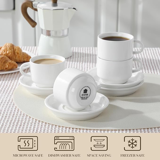 MALACASA 4 OZ Porcelain Espresso Cups - Image 4