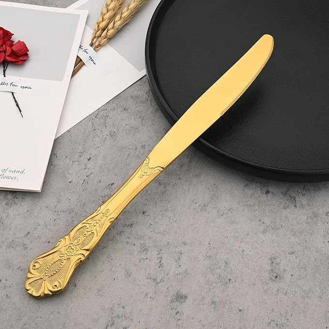 Mirror Polished Gold Silverware Set, 24-Piece 18/10 Stainless Steel Shiny - Image 7