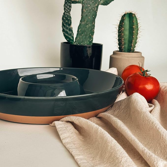 Mora Ceramic Chips and Dip Serving Tray: Large Divided Party Bowl Set - Image 6