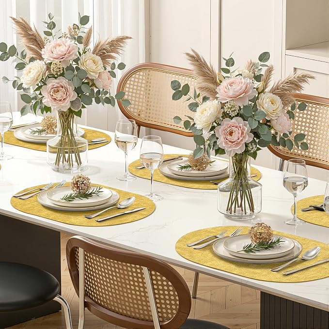 Placemats Set of 6, 11.8 x 17 Inch, Waterproof Wipeable Reversible PU Placemat - Image 9