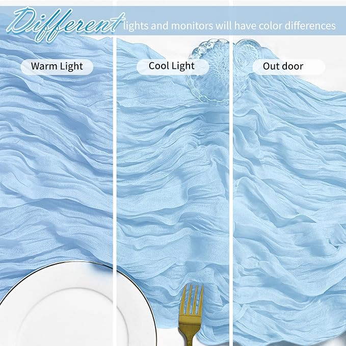 25 Pack Baby Blue Cheesecloth Table Runner 17 x 108 Inch Gauze Table Runner - Image 4