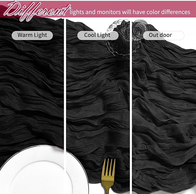 12 Pack Black Cheesecloth Table Runner 17 x 108 Inch Gauze Table Runner Fabric - Image 4