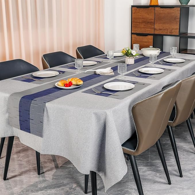 Table Runner 53 Inches Long, Vinyl Woven Farmhouse Table Runners | Washable - Image 6
