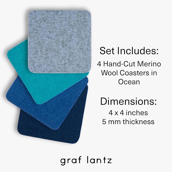 Graf Lantz - Bierfilzl Merino Wool Square Coasters Set of 4 - Ocean - Absorbs - Image 4