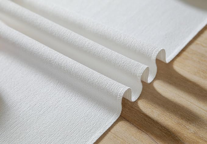 White Table Runners 90 Inches Long, Burlap Linen Style Rustic Farmhouse Table - Image 6