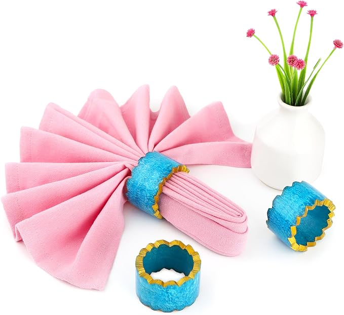 ALPHA Living HOME Handmade Epoxy Napkin Rings Set of 12 | Elegant Round Napkin - Image 6