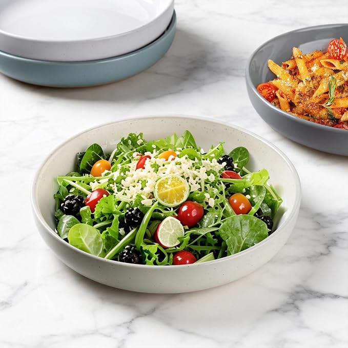 AmorArc 8.75'' Large Ceramic Pasta Bowls, 36oz Handpainted Stoneware Bowls Set - Image 6