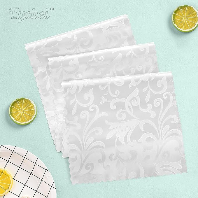 White Satin Table Runner 12 x 108 Inch, 2 Pack | Bright Smooth Damask, Silky - Image 2
