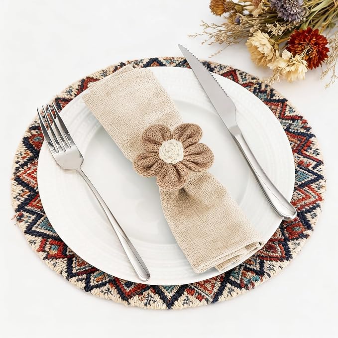 Napkin Rings Set of 12 Handmade Rustic Napkin Rings Reusable Boho Napkin Ring - Image 2