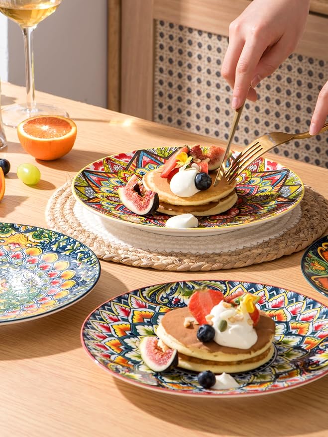 Henten Home Ceramic Dessert Plates Set of 6, 8.5 Inch Porcelain Salad Plate - Image 7