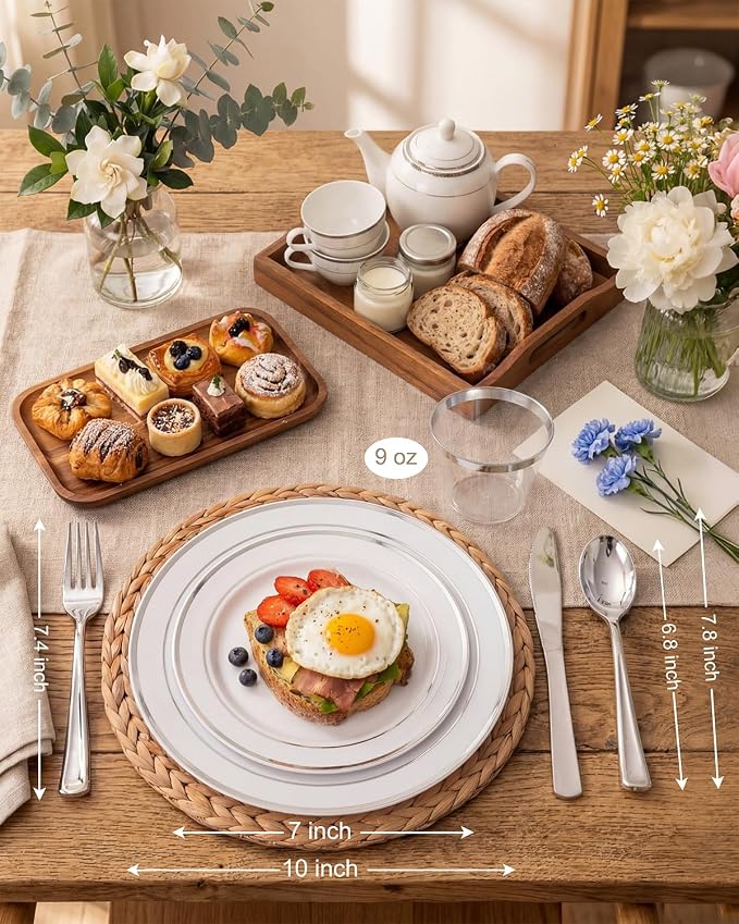 bUCLA 600pcs Silver Plastic Dinnerware Set - Image 2