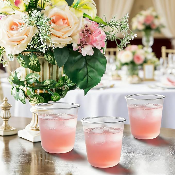 50 x Round Bottom Clear Plastic Cups 12 oz | Disposable Cocktail Cups, Stemless - Image 8