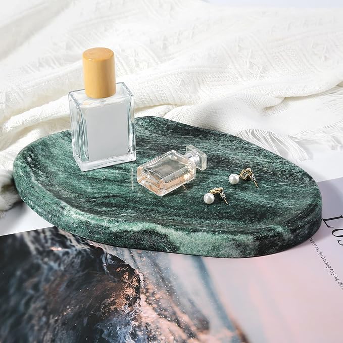 Green Marble Cloud Shape Vanity Tray, Serving Stone Key Tray - Image 5