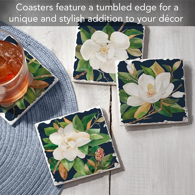 Thirstystone Magnolia Motifs 4 Pack Assorted Tumbled Tile Stone Coasters | 4" - Image 2