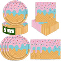 40 Pcs Ice Cream Plates and Napkins Party Supplies, Disposable Ice Cream Paper by ZJJZOAA