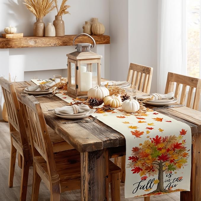 Fall Table Runner 13 x 48 Inch, Maple Leaves Autumn Farmhouse Decor - Image 8