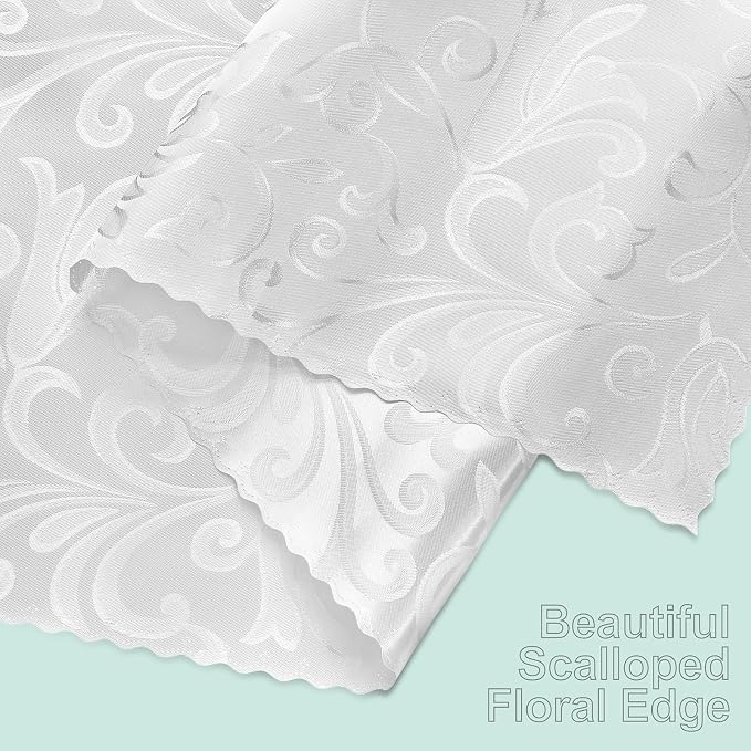 White Satin Table Runner 12 x 108 Inch, 6 Pack | Bright Smooth Damask, Silky - Image 7