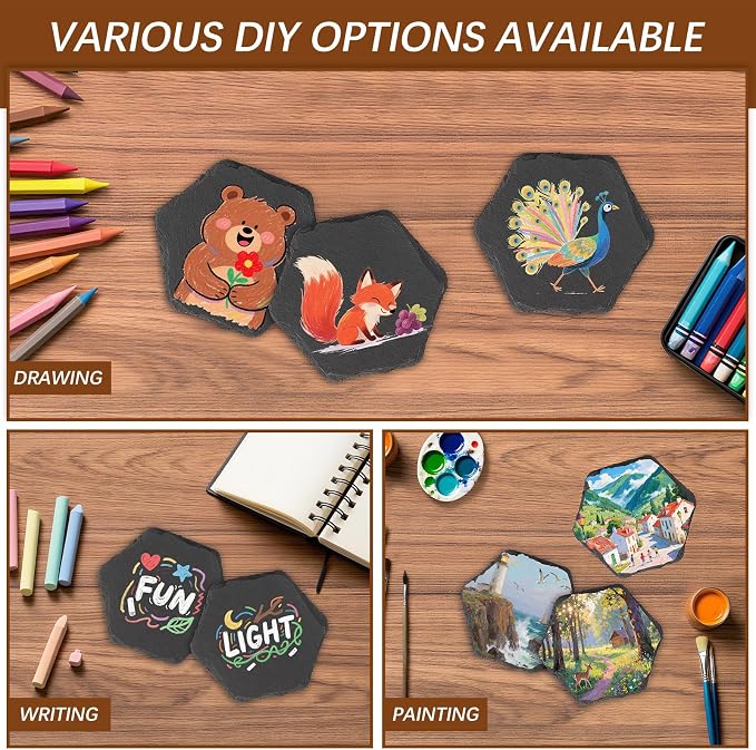 48PCS Slate Coasters for Laser Engraving, 4inch Black Beverage Coasters for - Image 4