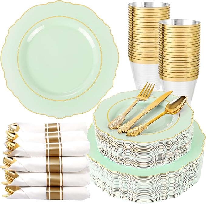 350PCS Light Green Plates by Liacere