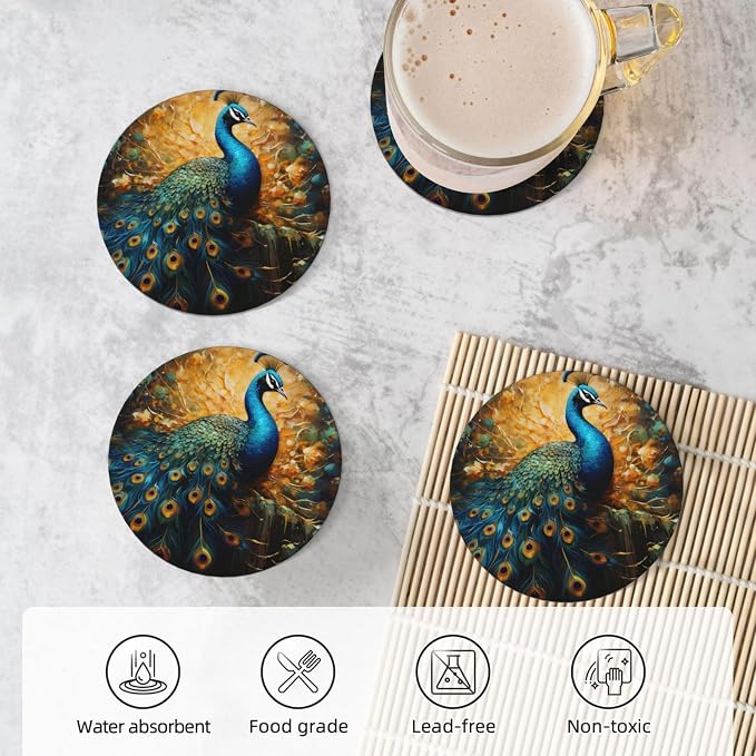Elegant Peacock Pattern Coasters - Image 5