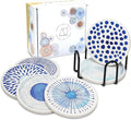 AD Set of 6 Coasters for Drinks Absorbing Round Ceramic Stone Coaster by AD