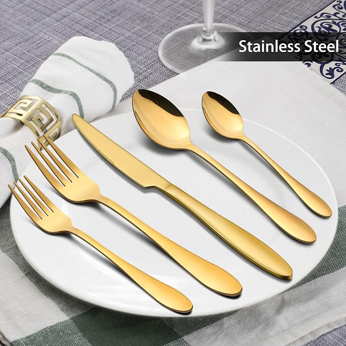 LIANYU 40-Piece Gold Silverware Set - Image 3