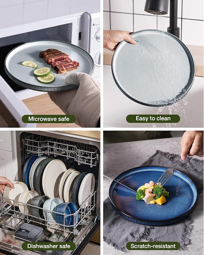 Famiware Star Stoneware Dinnerware Set, Reactive Glaze Plates & Bowls - Image 7