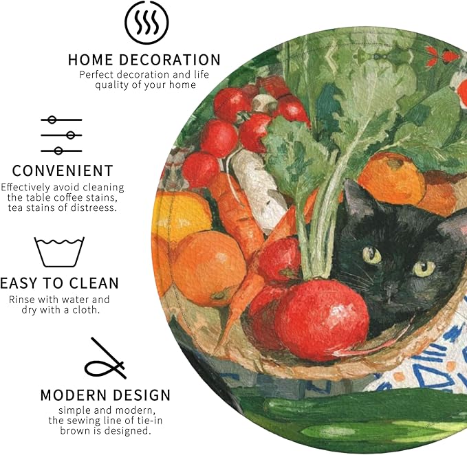 Cat Coasters Leather Round Drink Coasters 6 Pcs Set - Image 4